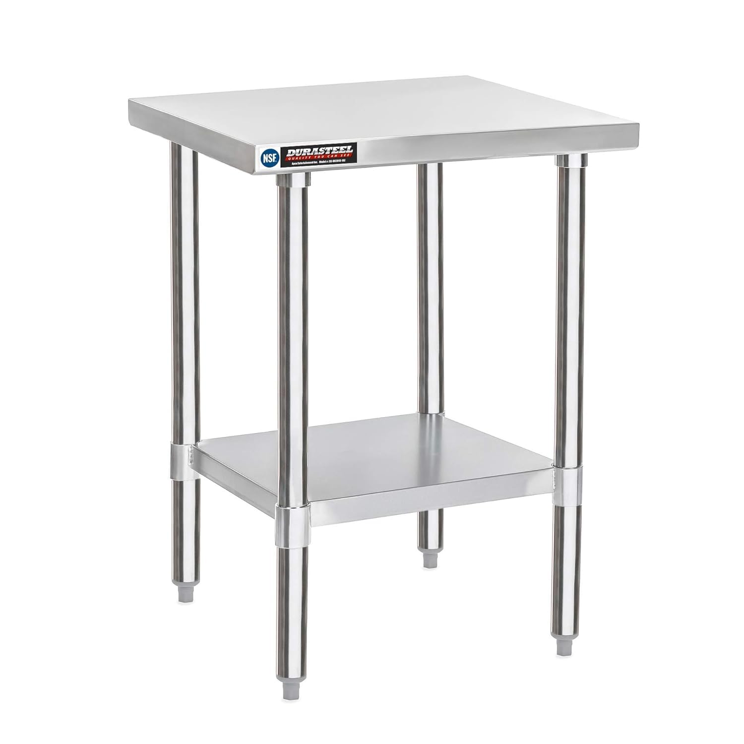 DuraSteel 30x12 NSF Stainless Steel Cart - Heavy Duty Rolling Food Prep Table with Undershelf - Metal Utility Cart for Commercial Restaurant Kitchen, Laundry, Side Mixer Stand