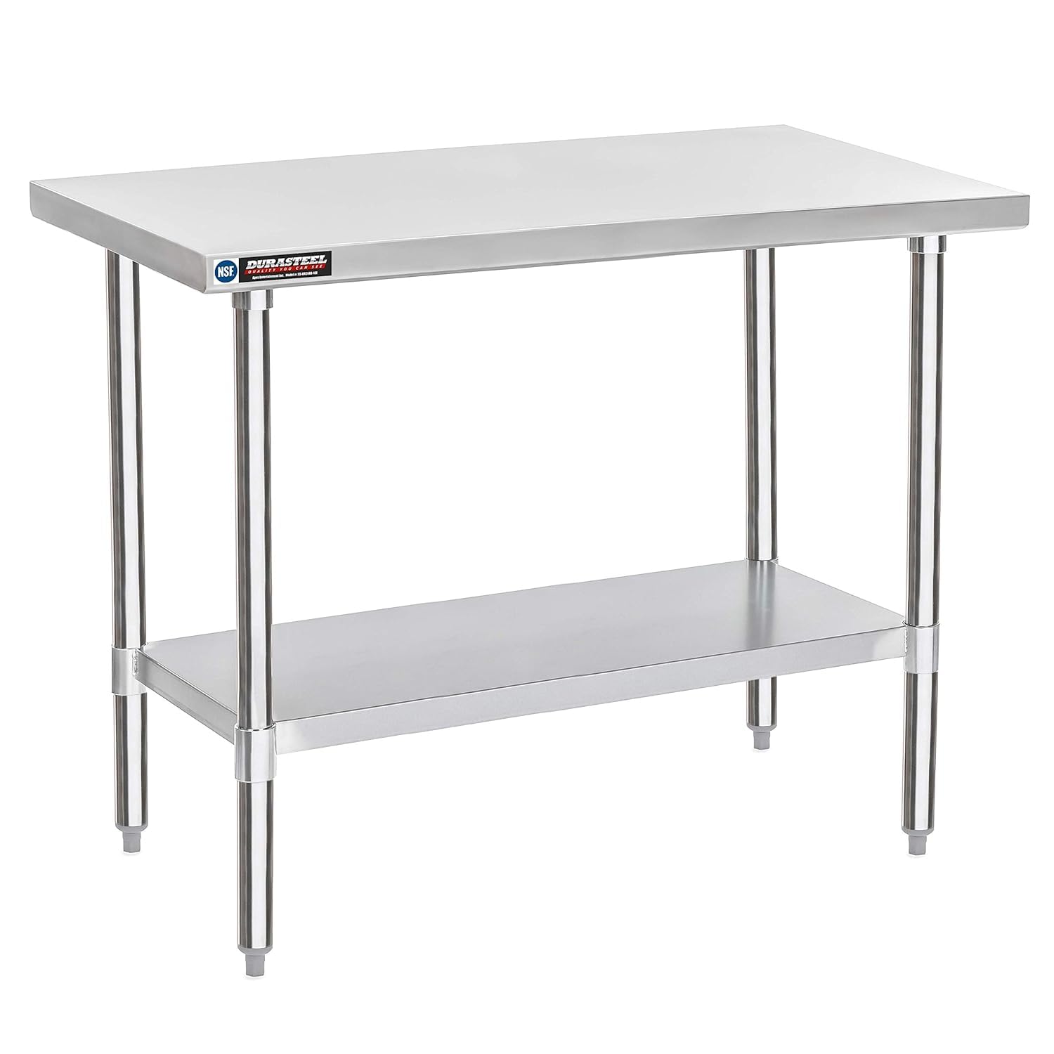 DuraSteel 24x12 NSF Stainless Steel Cart - Heavy Duty Rolling Food Prep Table with Undershelf - Metal Utility Cart for Commercial Restaurant Kitchen, Laundry, Side Mixer Stand