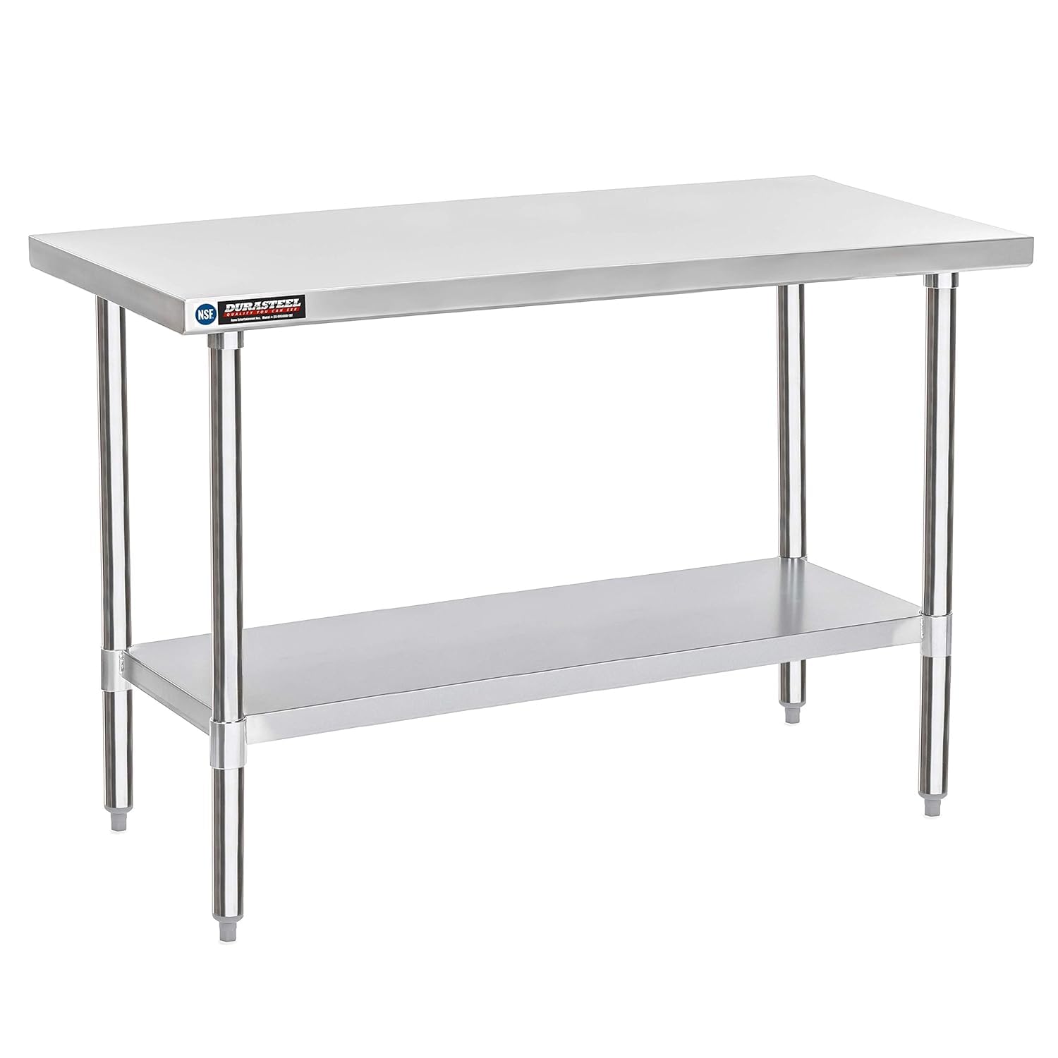 DuraSteel 24x12 NSF Stainless Steel Cart - Heavy Duty Rolling Food Prep Table with Undershelf - Metal Utility Cart for Commercial Restaurant Kitchen, Laundry, Side Mixer Stand