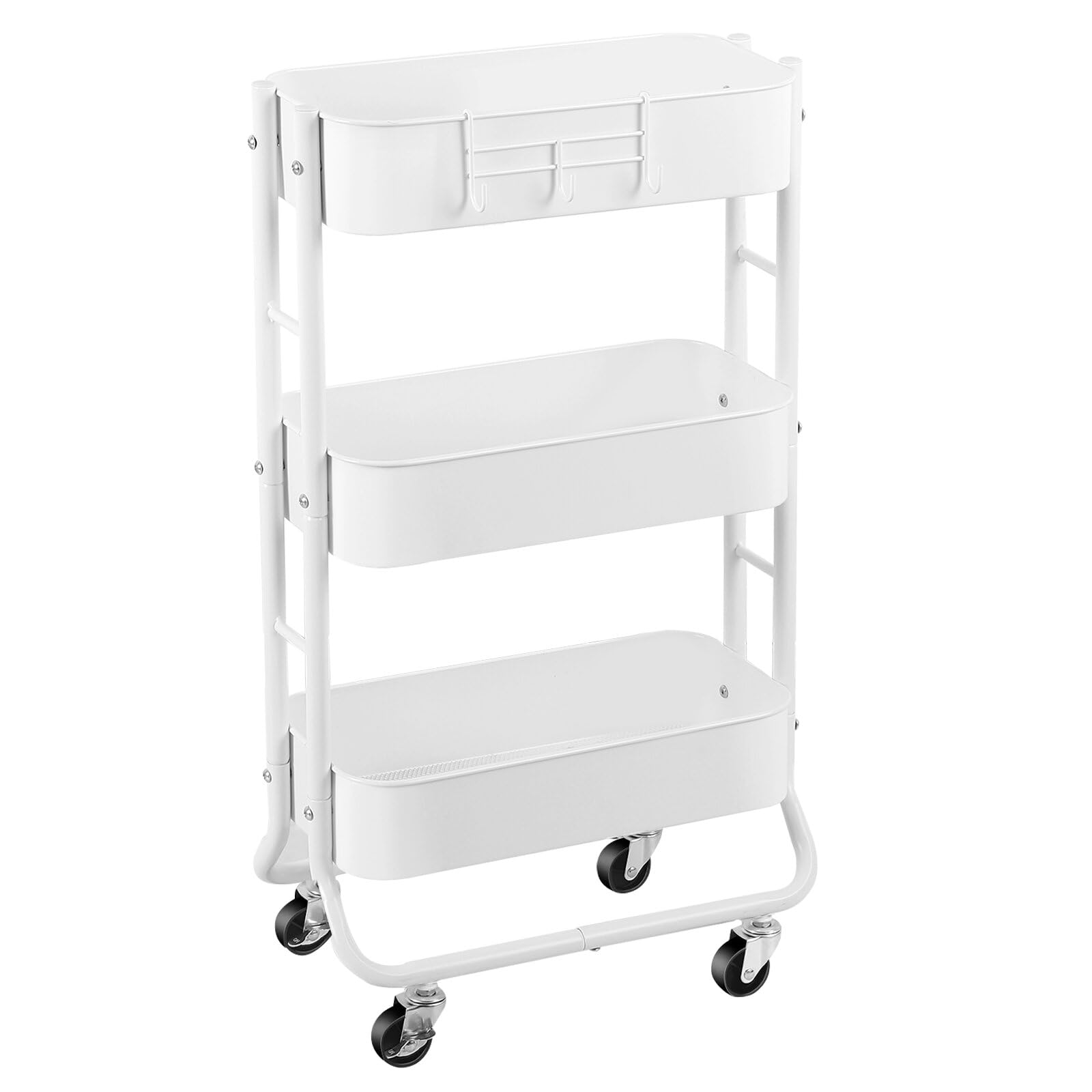 3-Tier Rolling Utility Cart with Caster Wheels,Easy Assembly, for Kitchen, Bathroom (Black)