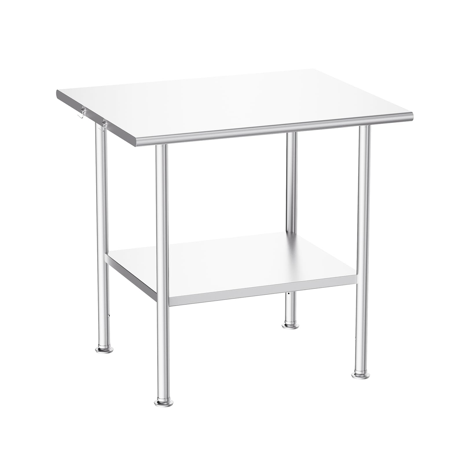 Atelicf All-Stainless Steel Prep Table, 24 X 48 Inch, with Rounded-Corner Backsplash and Adjustable Undershelf, Heavy-Duty for Outdoor Use,Restaurants,Hotels,Workshops,Kitchens,Gardens, and Garages