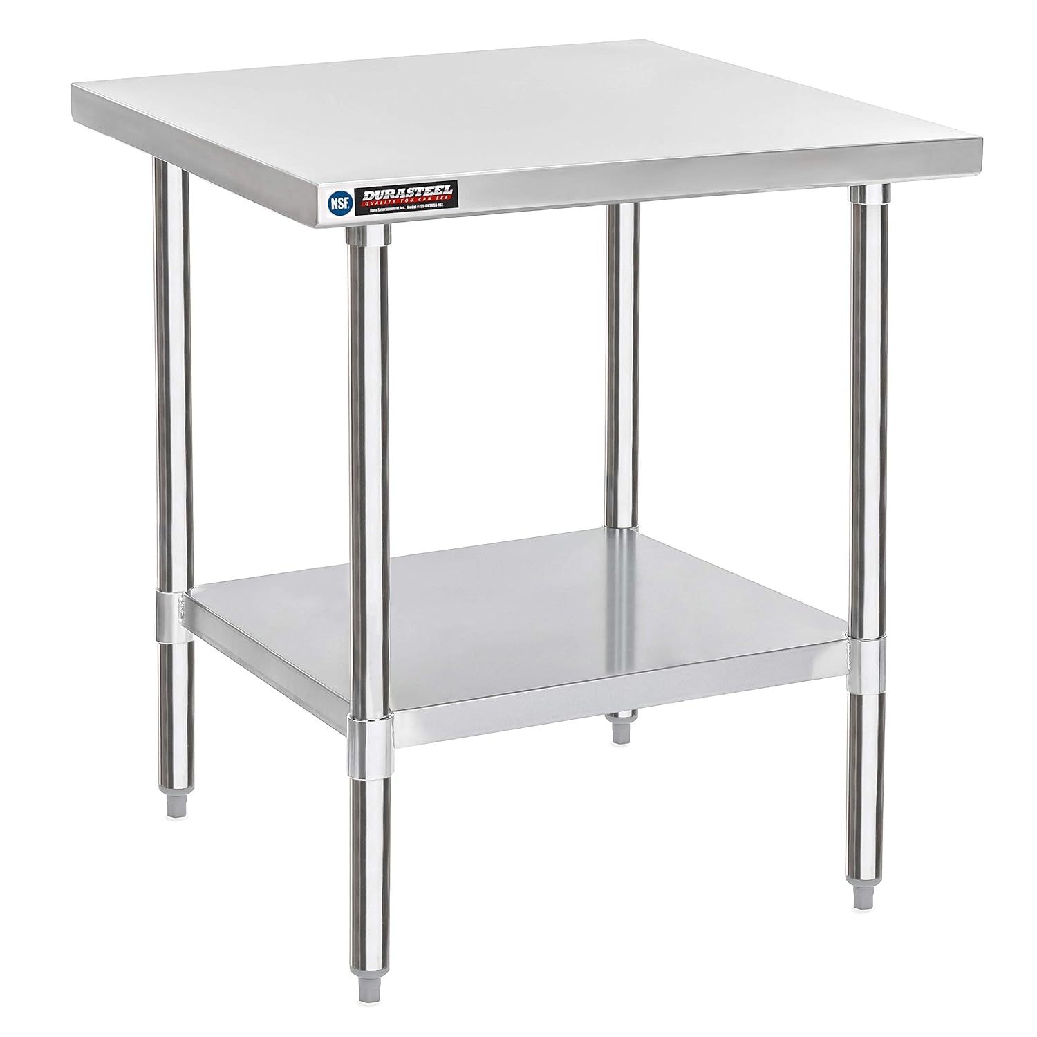 DuraSteel 24x12 NSF Stainless Steel Cart - Heavy Duty Rolling Food Prep Table with Undershelf - Metal Utility Cart for Commercial Restaurant Kitchen, Laundry, Side Mixer Stand