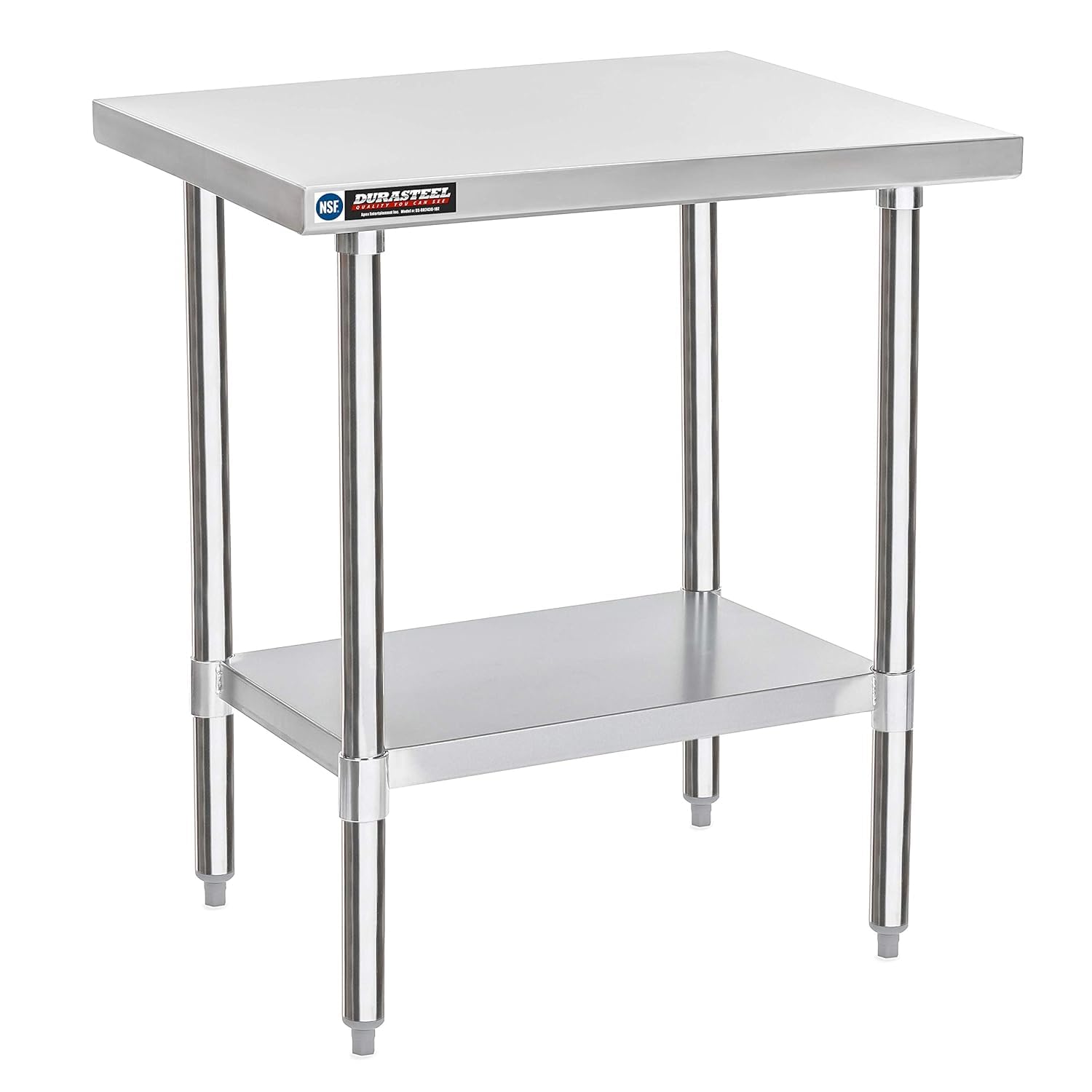 DuraSteel 24x12 NSF Stainless Steel Cart - Heavy Duty Rolling Food Prep Table with Undershelf - Metal Utility Cart for Commercial Restaurant Kitchen, Laundry, Side Mixer Stand