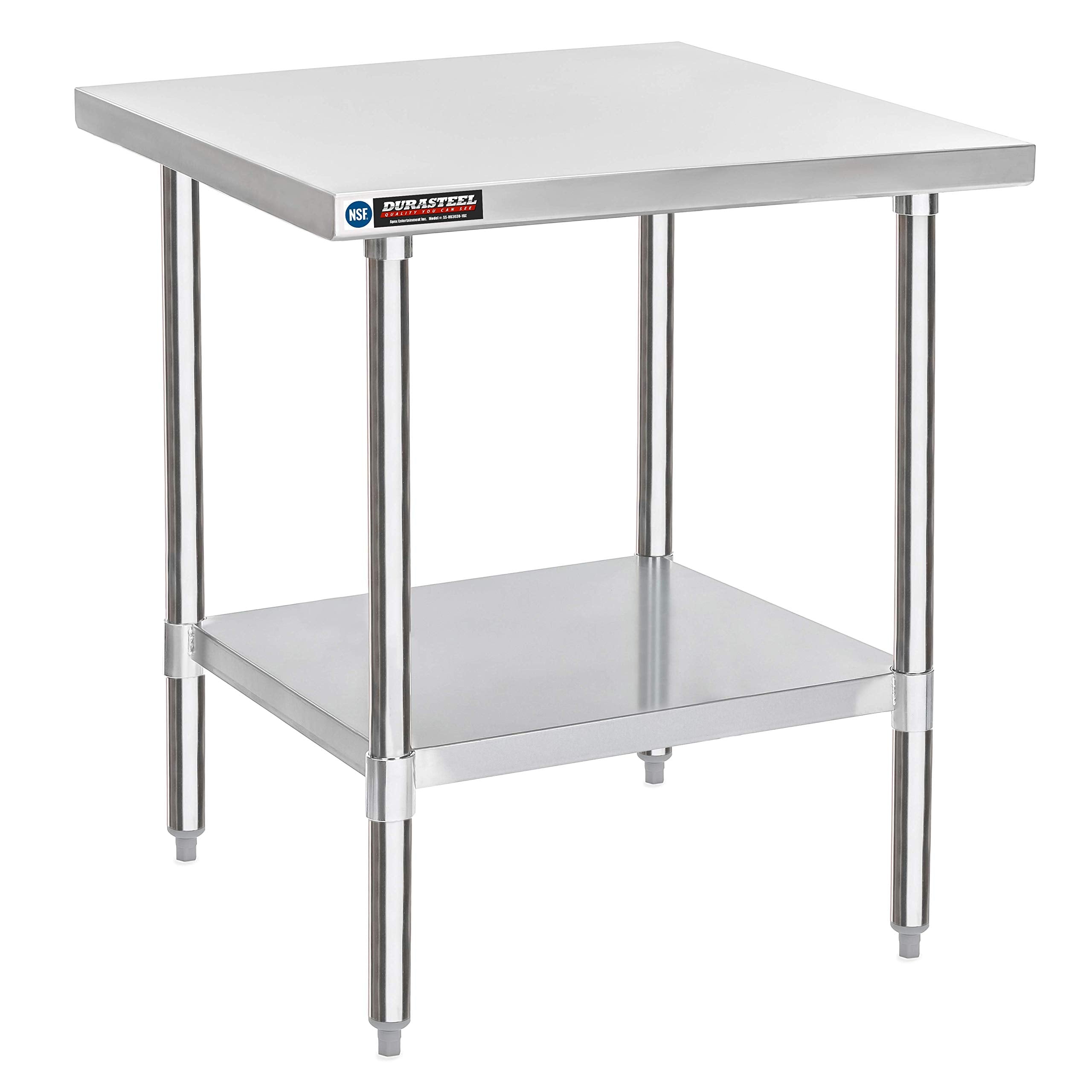 DuraSteel 24x12 NSF Stainless Steel Cart - Heavy Duty Rolling Food Prep Table with Undershelf - Metal Utility Cart for Commercial Restaurant Kitchen, Laundry, Side Mixer Stand