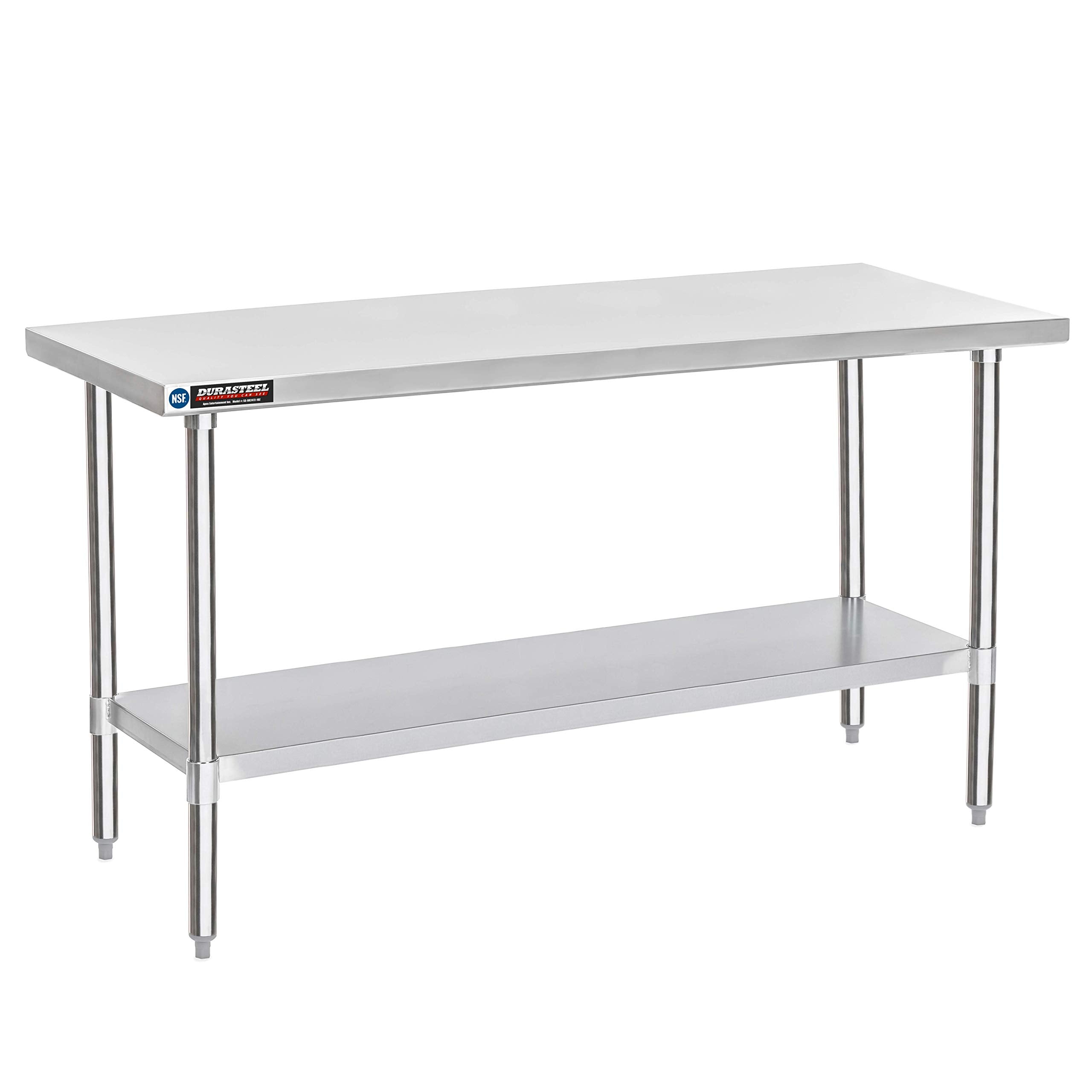 DuraSteel 24x12 NSF Stainless Steel Cart - Heavy Duty Rolling Food Prep Table with Undershelf - Metal Utility Cart for Commercial Restaurant Kitchen, Laundry, Side Mixer Stand