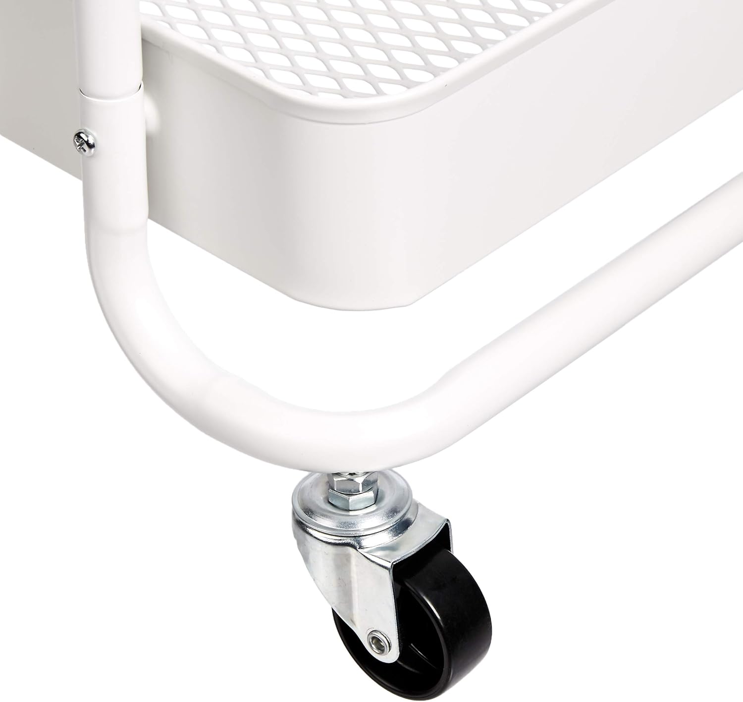 Amazon Basics 2-Tier Rolling Metal Utility Cart with Shelf, Portable Multi-Functional Storage, White