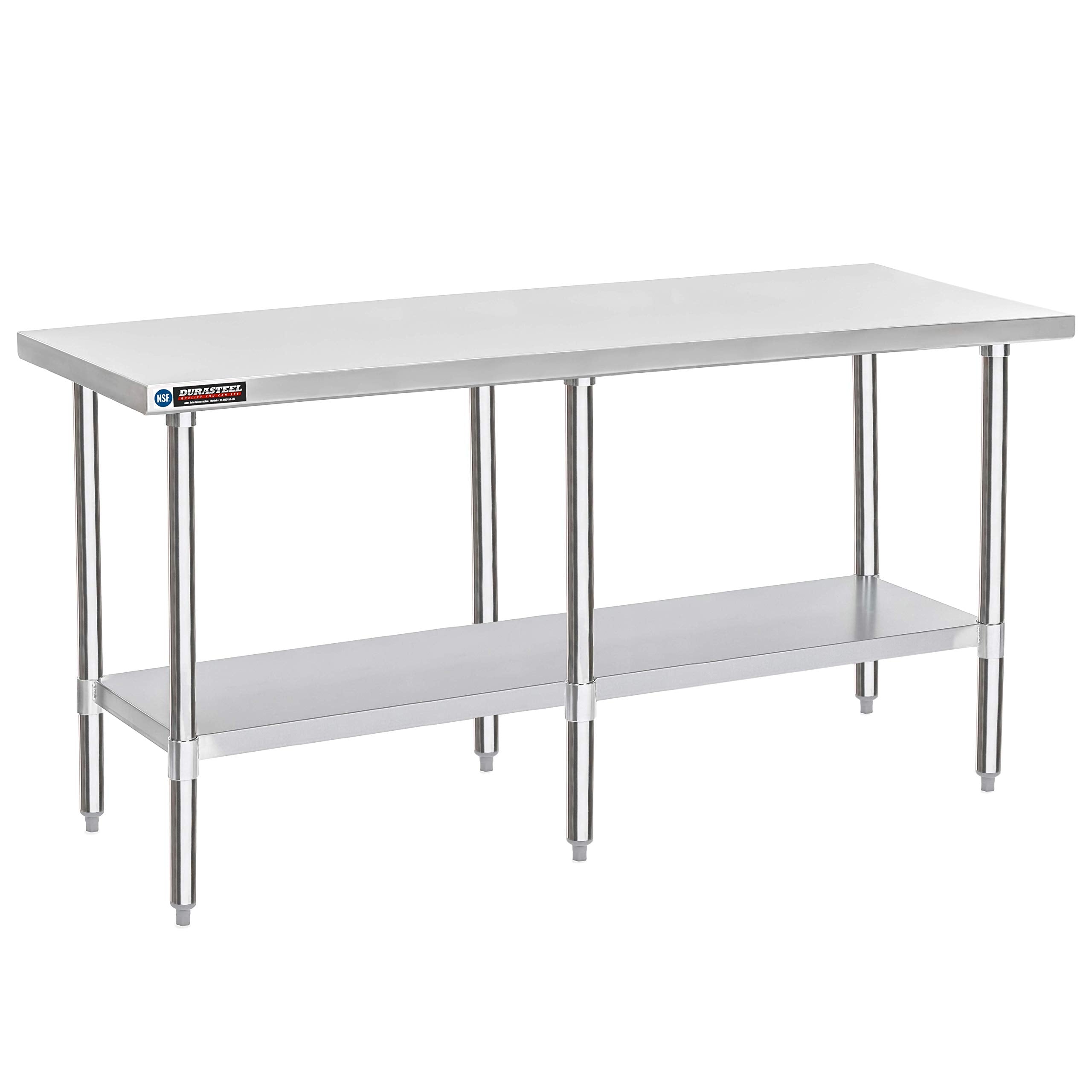 DuraSteel 24x12 NSF Stainless Steel Cart - Heavy Duty Rolling Food Prep Table with Undershelf - Metal Utility Cart for Commercial Restaurant Kitchen, Laundry, Side Mixer Stand