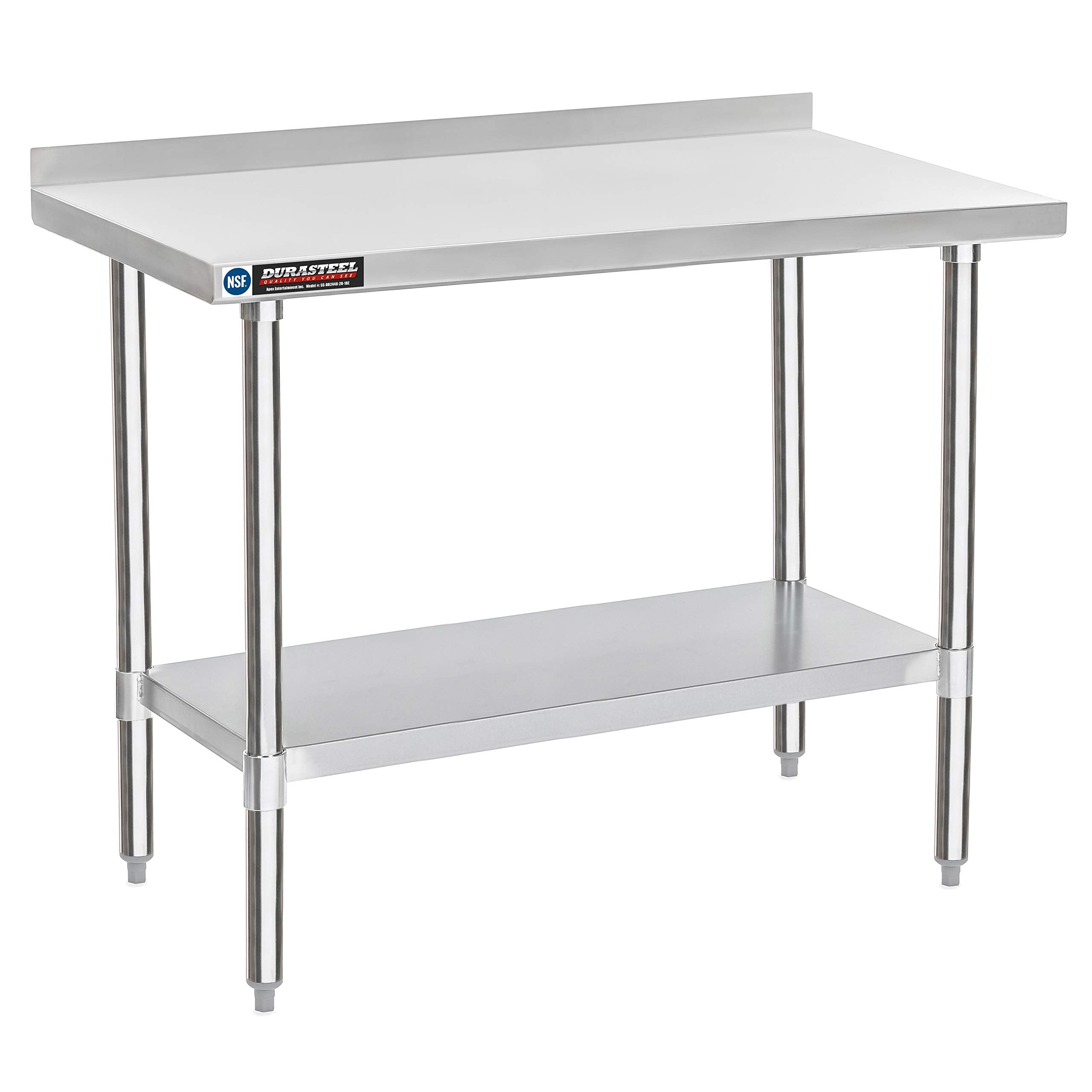 DuraSteel 24x12 NSF Stainless Steel Cart - Heavy Duty Rolling Food Prep Table with Undershelf - Metal Utility Cart for Commercial Restaurant Kitchen, Laundry, Side Mixer Stand